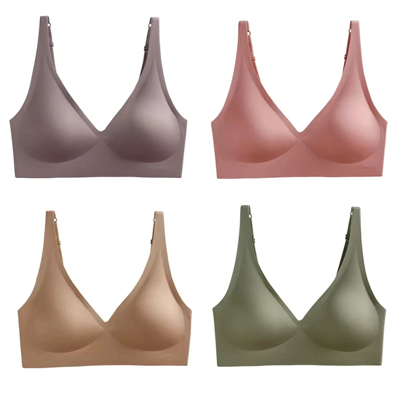 

4 шт. женский бесшовный бюстгальтер пуш-ап во французском стиле - сексуальный комплект без стального кольца, маленькая грудь, регулируемое нижнее белье, беспроводной бюстгальтер, корсет