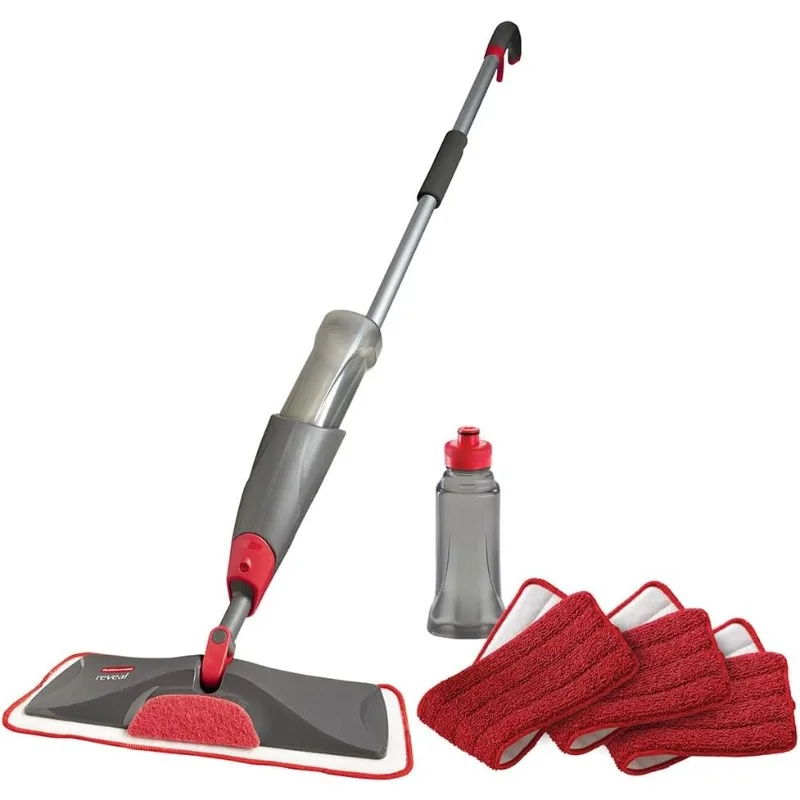 Reveal Spray Mop Floor Cleaning Kit, 3 Reusable Microfiber Wet Pads, 1 Refillable Bottle, Cordless, Multi-Surface Mopping