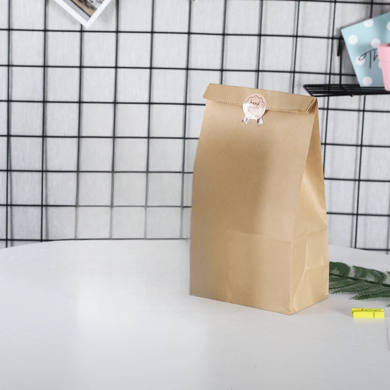50 stuks vierkante bodem kraftpapier zakken voedsel platte verpakking zakken snoep snacks sieraden opslag kraftpapier zakken