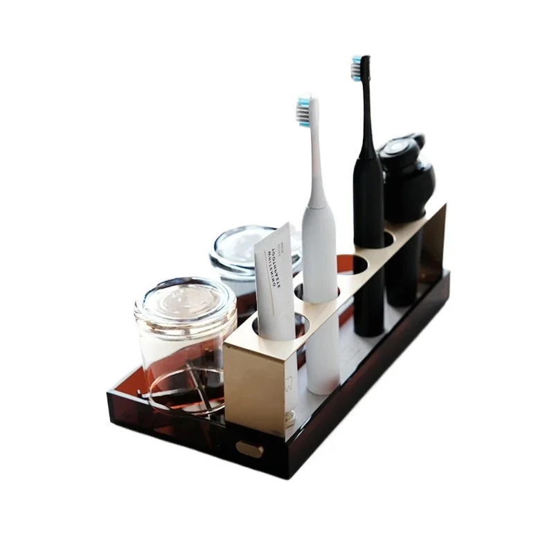 

Electric toothbrush rack Washing table Mouthwash cup Drain storage rack Light luxury
