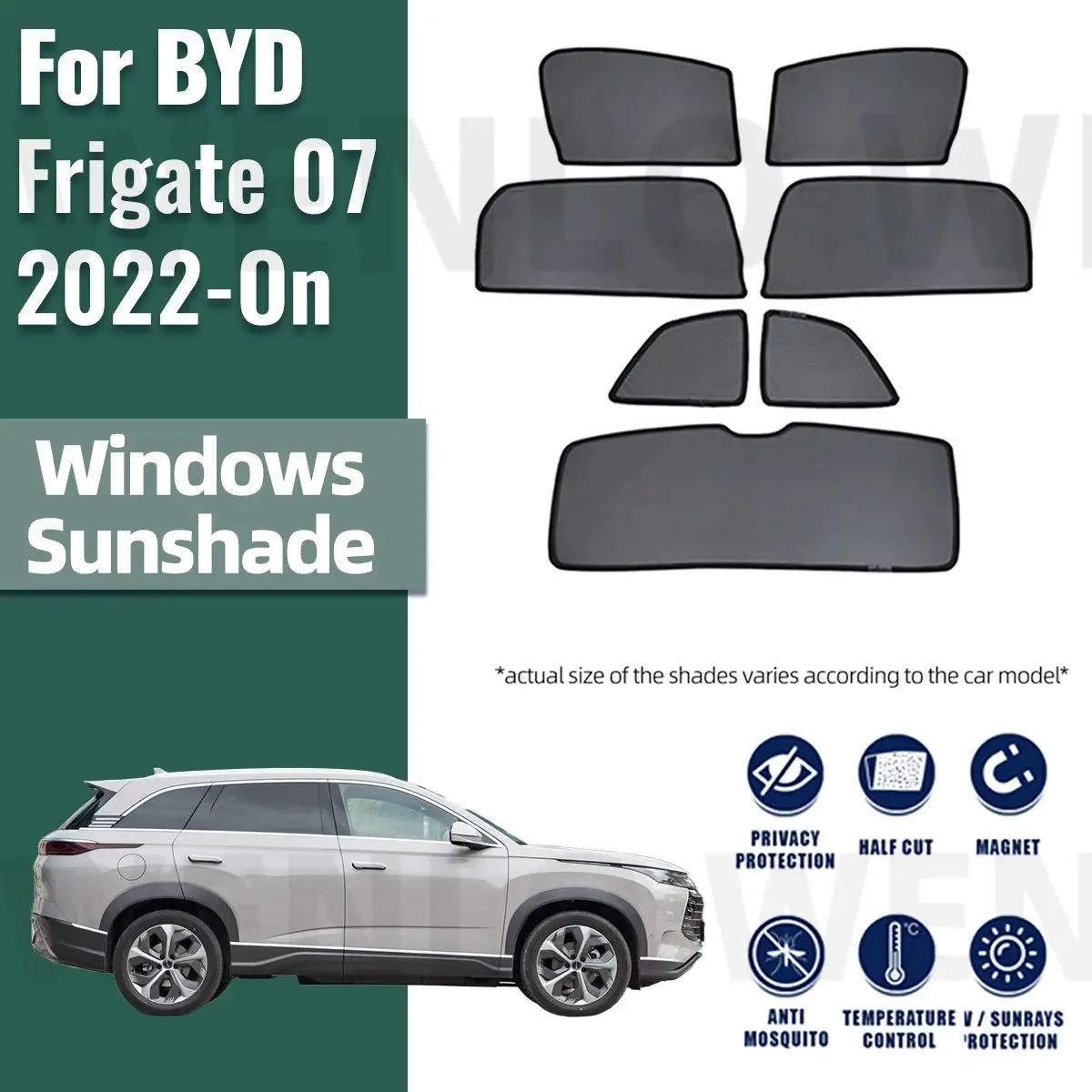 

For BYD Frigate 07 2022 2023 2024 Magnetic Car Sunshade Shield Front Windshield Curtain Window Uv Protection Sun Shade Visor