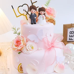 PVC العريس والعروس كعكة الديكور ، كعكة الزفاف توبر ، دمى الزوجين ، عيد الحب ، زينة الخطوبة ، تمثال الزفاف أفضل 8 دمى عريس كعكة للمبيعات - رقم 4