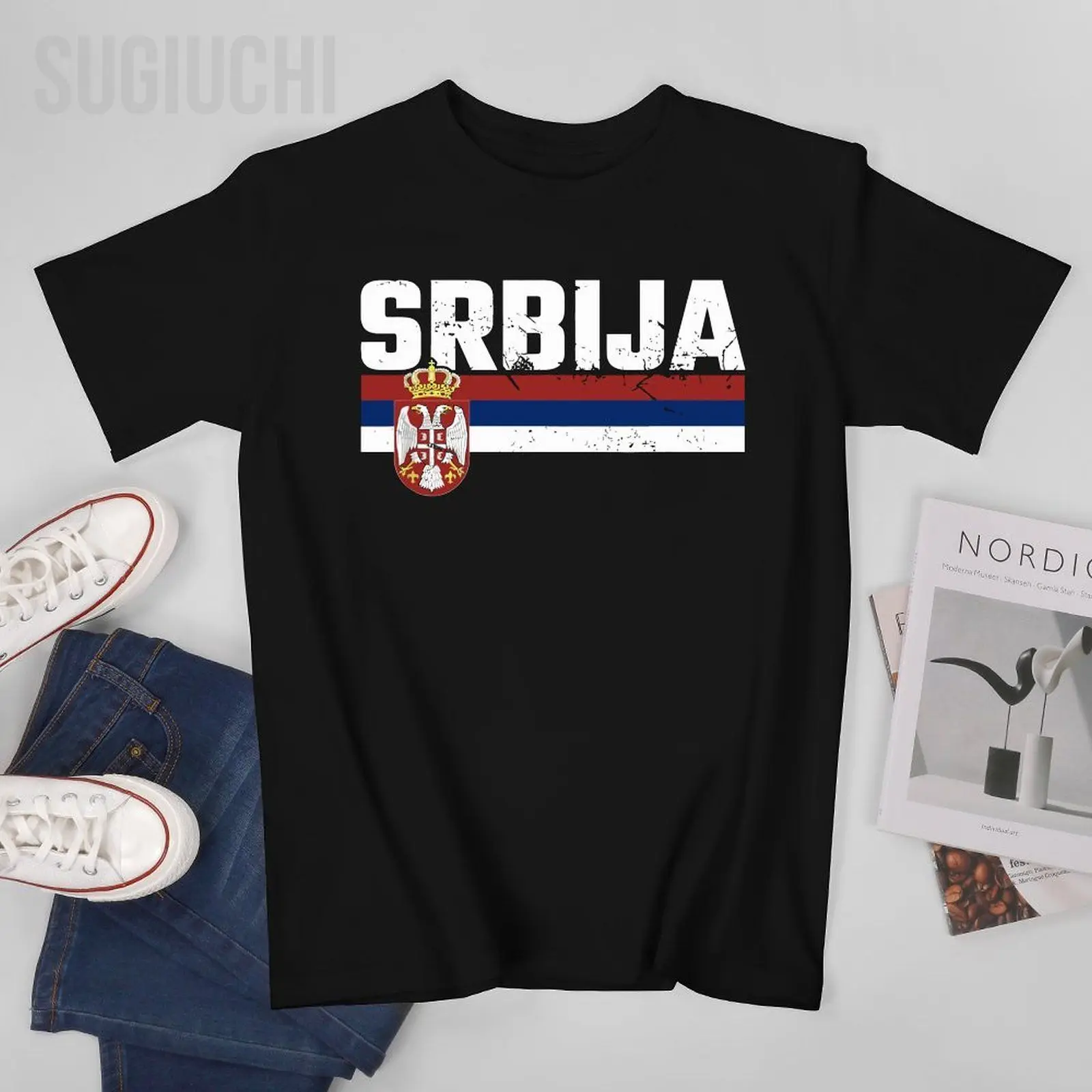 Unisex Men Serbia Flag Srbija Yugoslavia Serbian Pride Tshirt Tees O-neck T Shirts Women Boys 100% Cotton T-Shirt