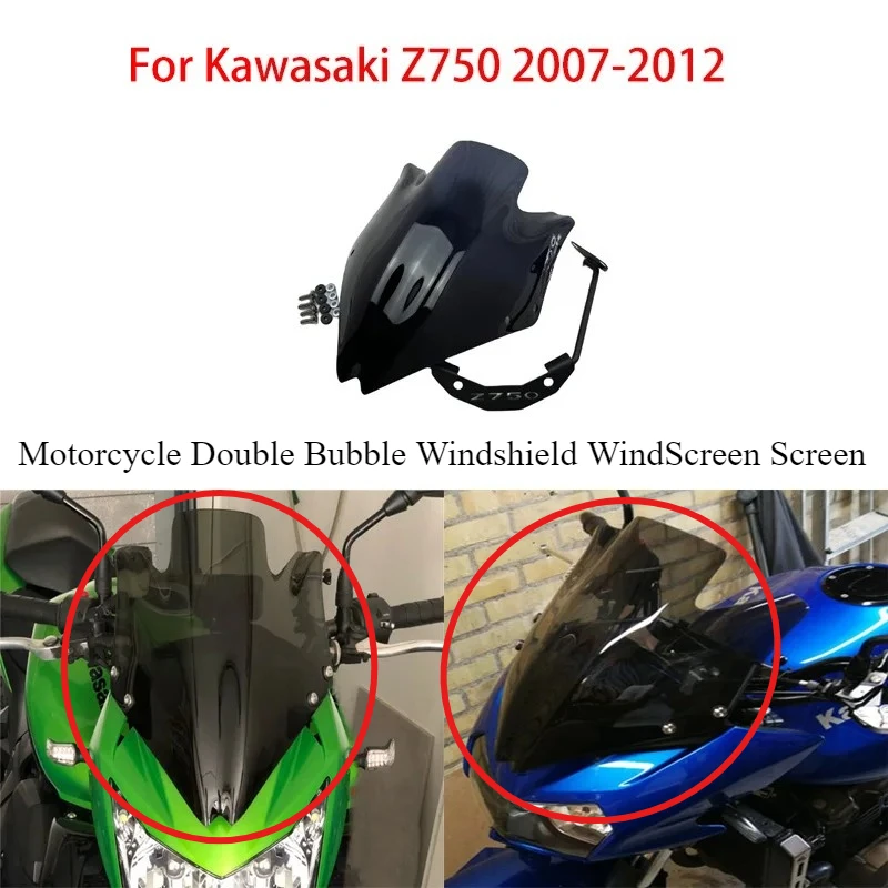 

Двойное ветровое стекло для мотоцикла Kawasaki Z 750 Z750 2007 2008 2009 2010 2011 2012