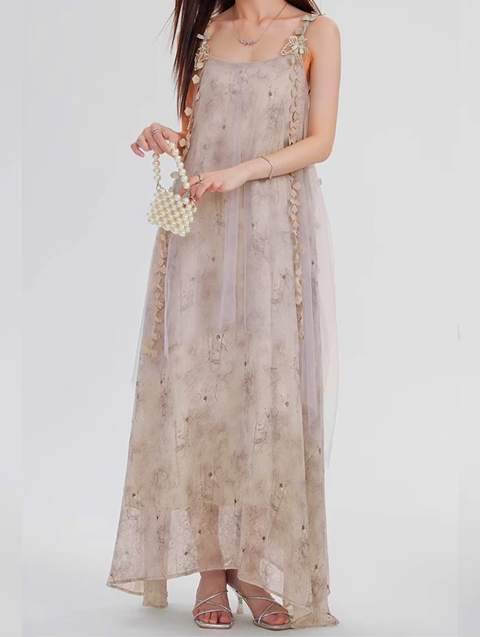 Abito ampio con farfalla stampata floreale vintage Abito da donna senza maniche con scollo a barchetta Abbigliamento elegante Lady Streetwear Abiti aderenti Chic