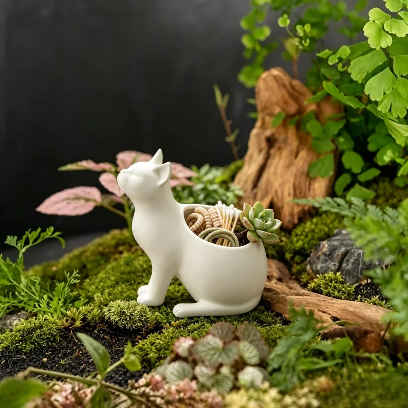 3D Printing Flower Pot Creative Cute Cat Flower Pot Cartoon Animal Creative Home Decoration Plant Pot Holder Living Room