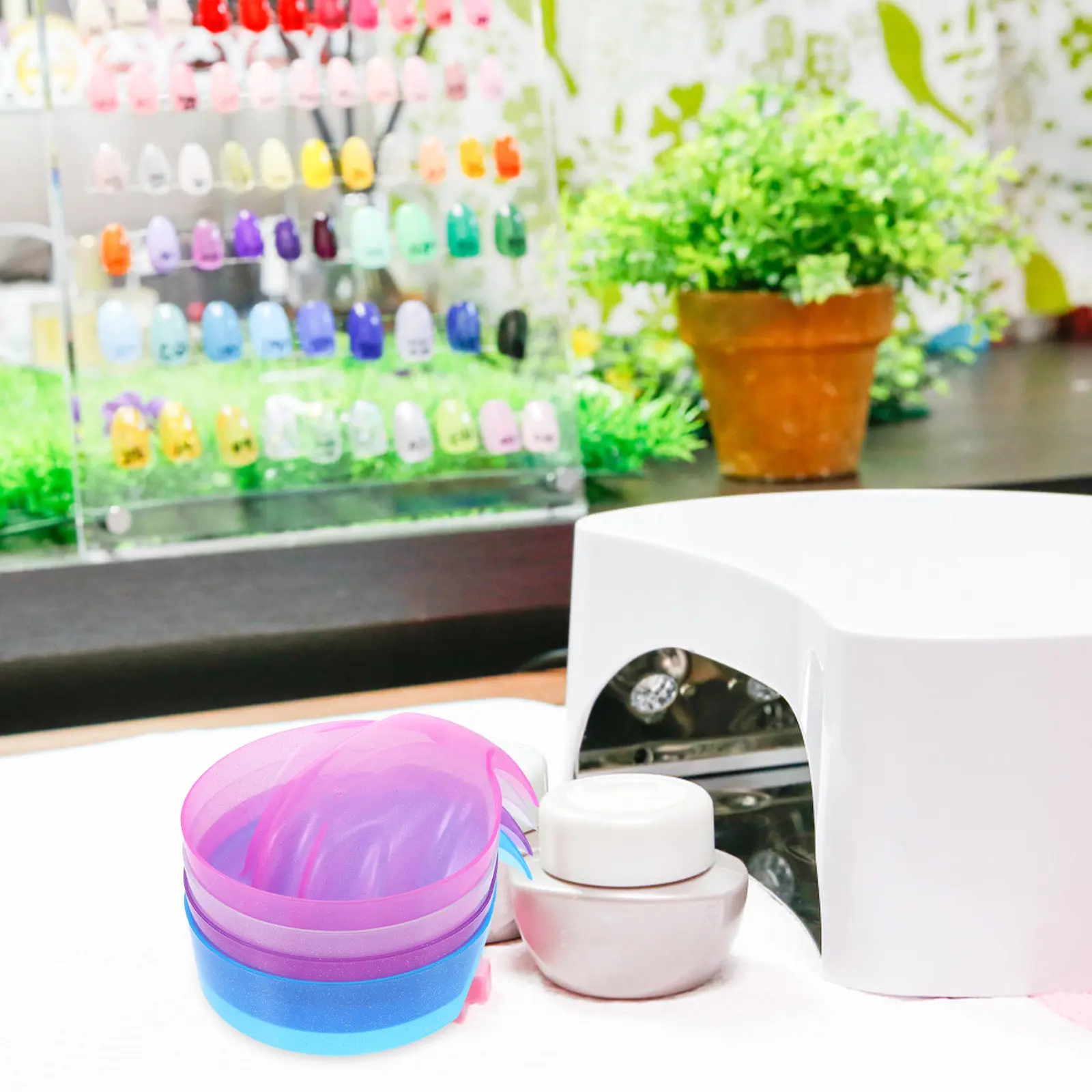 4Pcs Nail Tips Soak Bowl High-Quality PP Material Non-Deformable Groove Design Comfortable Hand Fit Nail Soaking Tray Manicure