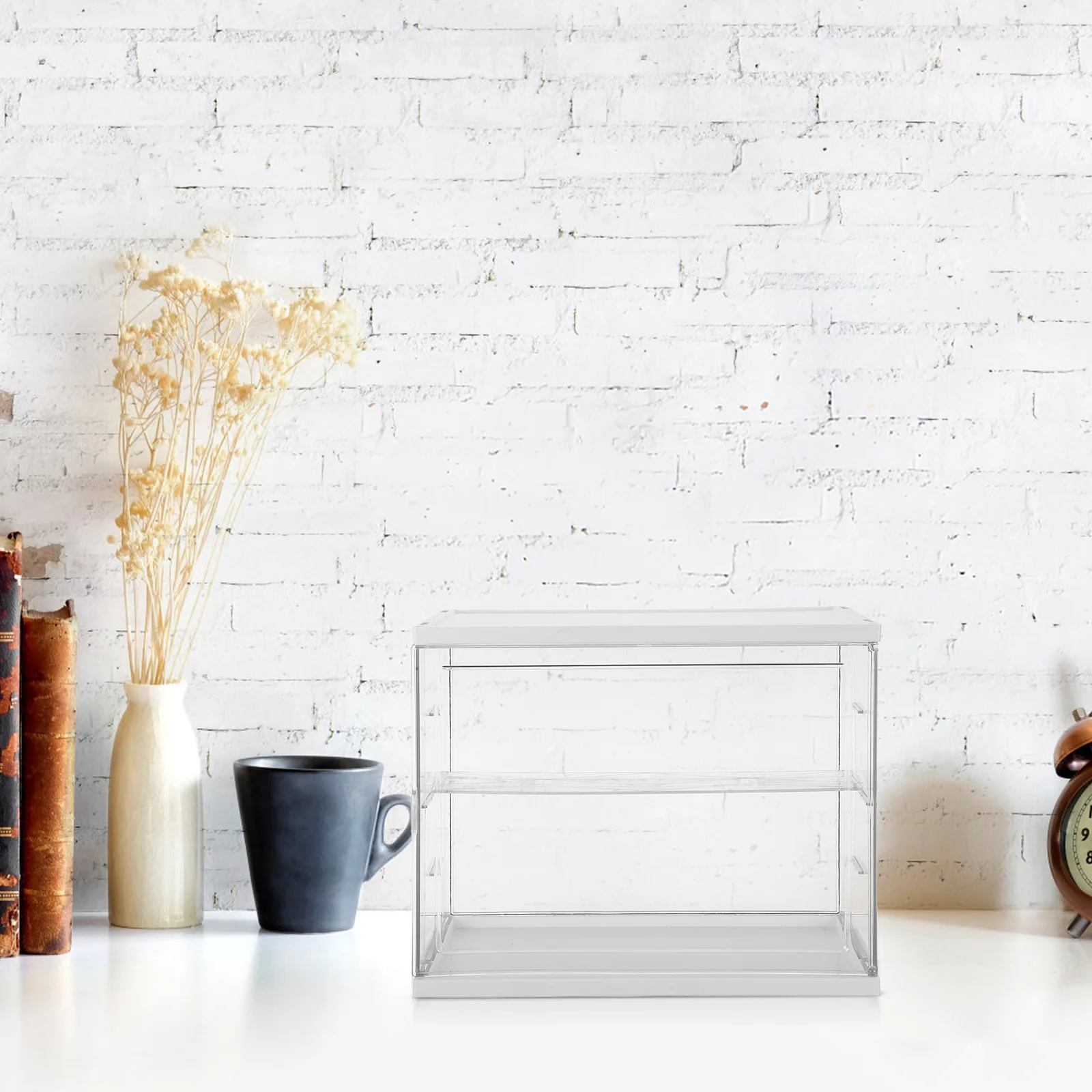 

Stackable Clear Acrylic Display Case 2-Tier Adjustable Shelf Box Transparent Dustproof Protective Display Stand for