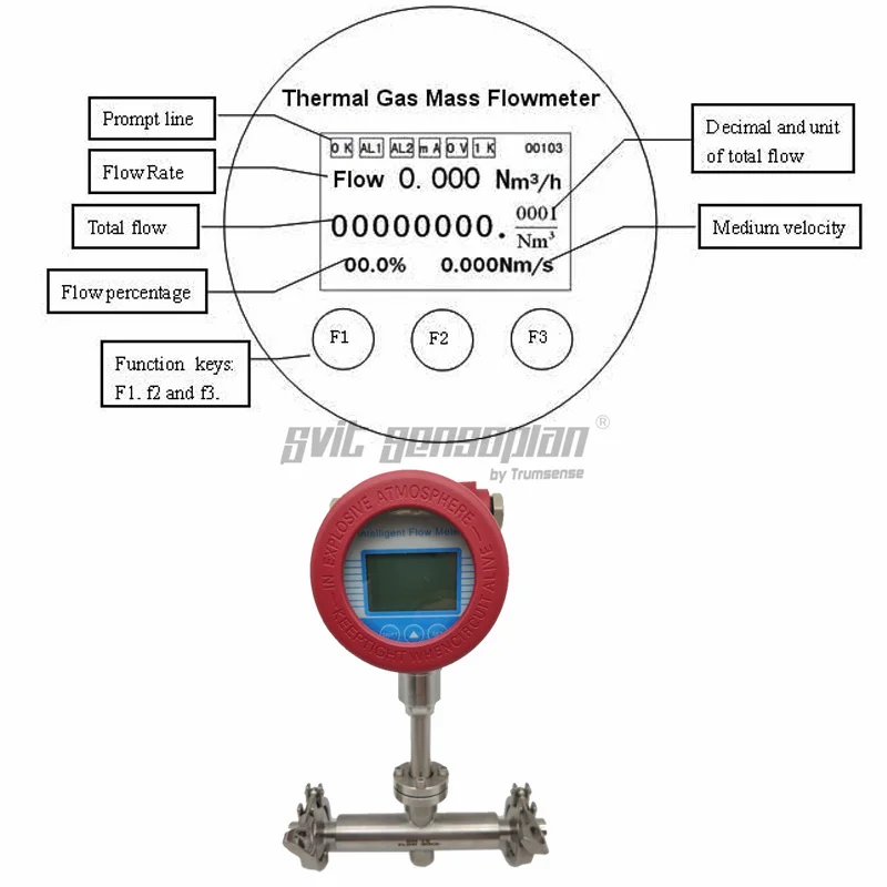 Trumsense STTGMF2000-K15ASI1WSYB DN15 Hydrogen Mass Flow Meter AC220V DC 24V Power 4 to 20mA Pulse RS485 Output Clamp Type