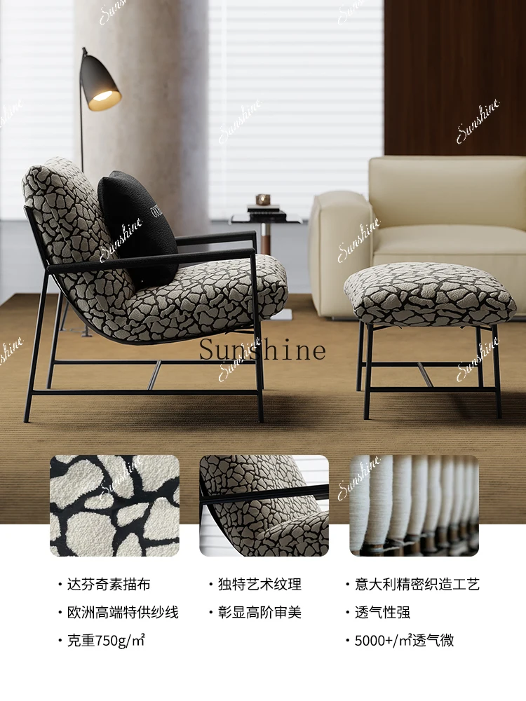 

Leisure, Italian light luxury fabric single chair metal foot living room small apartmentP