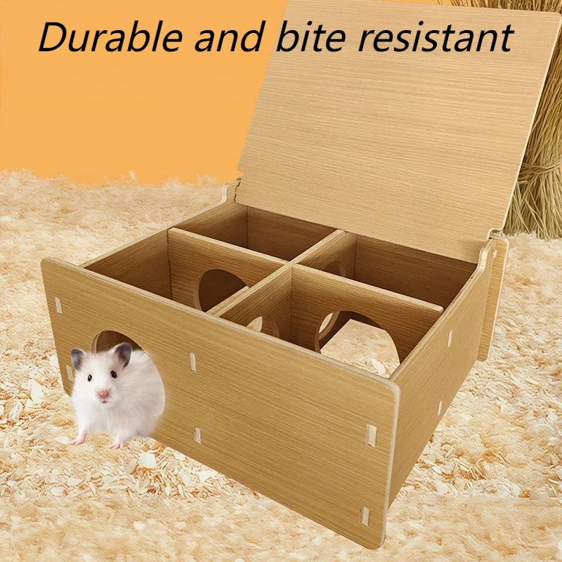 Wooden Hamster Hideout Tunnel Gnaw-proof Golden Landscaping Hamsters House Large Space Hamster Nest Small Animal Habitat Cottage