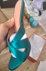 New Sweet Rhinestone 9.5cm Strange Style Heel Sandals Summer Elegant Banquet Wedding Brides Bridesmaids Women's Slippers 34-43