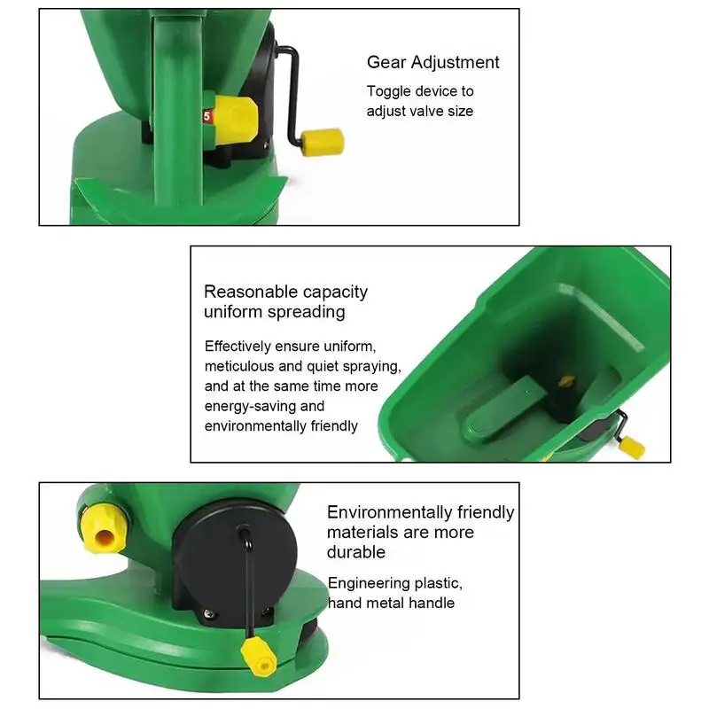 핸드 크랭크 시더 디스펜서, 휴대용 파종기, 종자 다이얼, 크기 조절 가능, 정원 잔디, 소규모 농장 식물 용품 도구