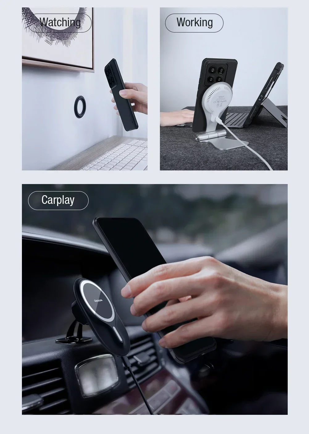 NILLKIN-Super Frosted Shield Pro Case for Xiaomi 14, Magnetic Wireless Charging, MagSafe Back Cover, Non-Slip, Anti-Fingerprint image 4