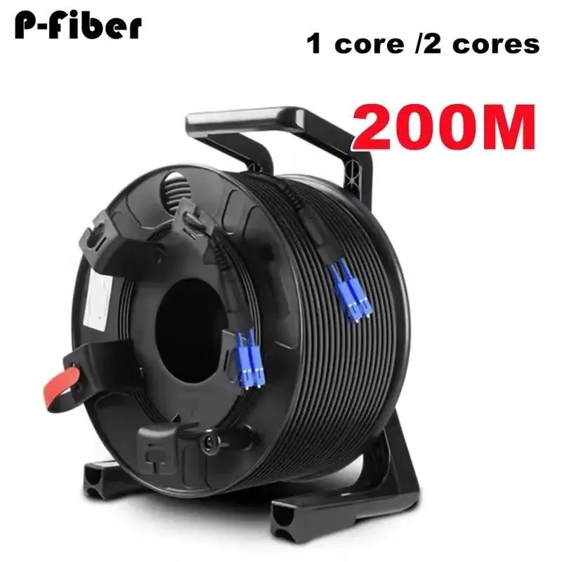 outdoor fiber patchcord 200m 1 core 2 core armored with PCD235 reel LC SC FC APC SM TPU 3.0mm waterproof jumper optical extender
