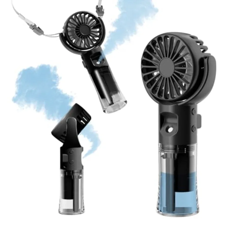 

Handheld Misting Fan Rechargeable Battery Operated Portable 4 Speeds and 55ml 360° Swiveling Personal Fan for Travel Camping Ou