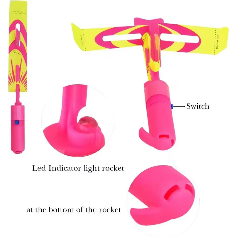 Fliegende Spielzeuge LED-Pfeil-Helikopter-Werfer Leuchtende Raketen-Helikopter-Spielzeuge Leuchtende Schleudern für Kinder Zufällige Farbe – Detail 11