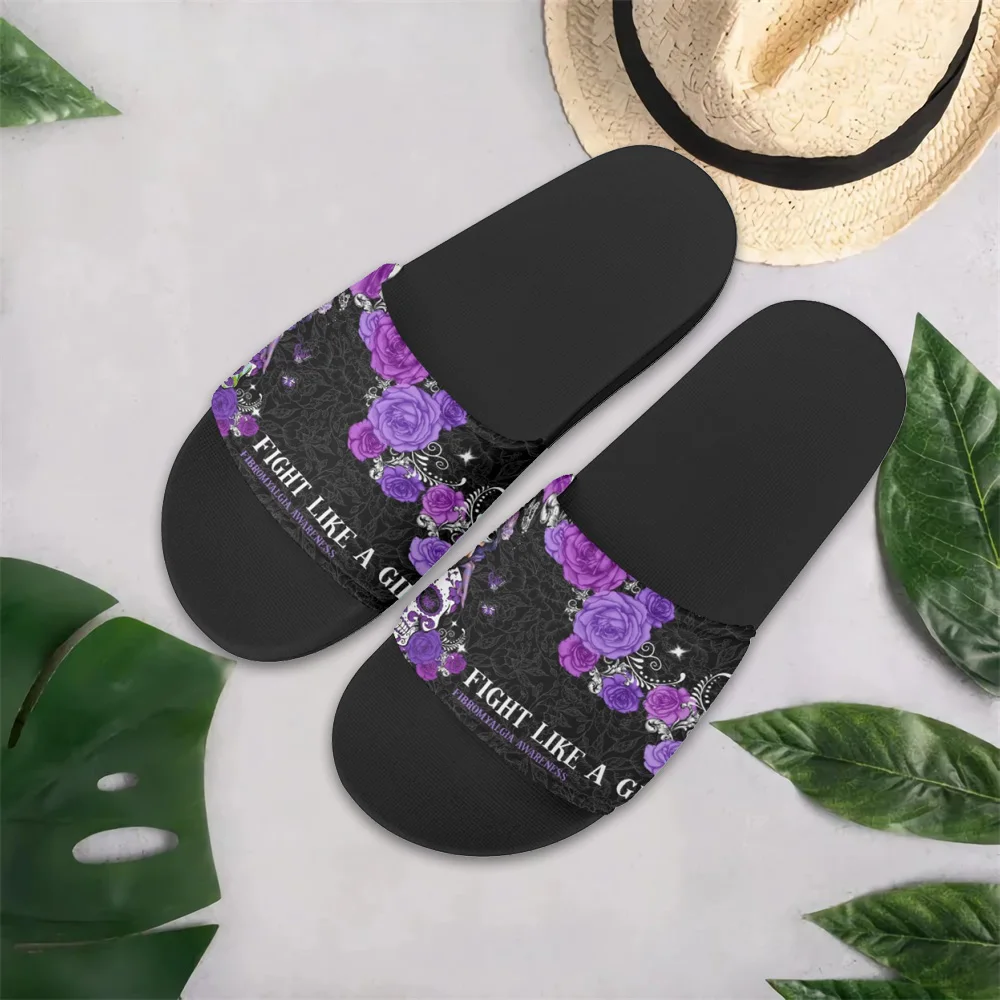 INSTANTARTS Summer Flip Flops Ladies Slippers Cancer Awareness Shoes For Woman Indoor Outdoor Soft Beach Sandals Couple Slides