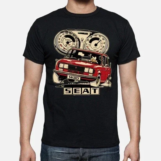 Hot Sale Classic Spanish S E A T 1430 Cartoon Car T-Shirt. New 100% Cotton Short Sleeve O-neck Casual Trend Menswear harajuku