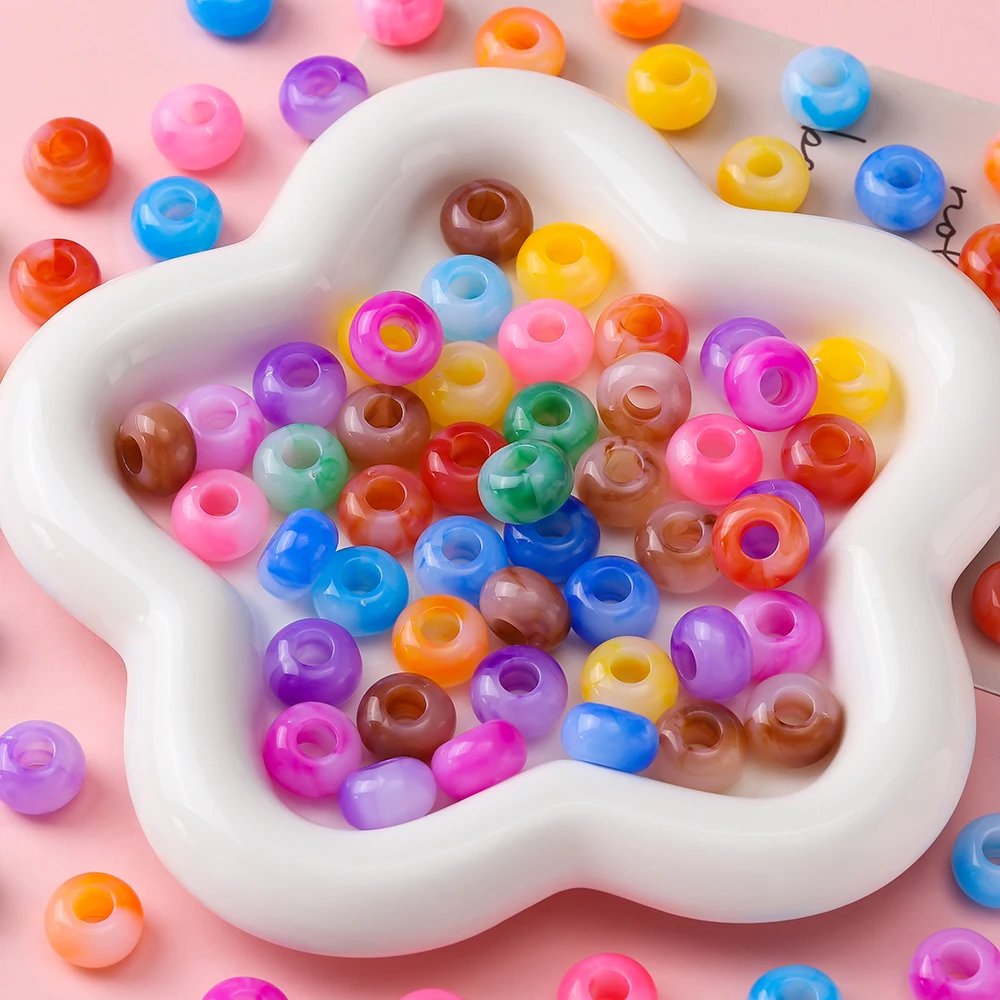 

20pcs 8.5*14mm Colored Acrylic Large Hole Beads Spacer Loose Beads for DIY Necklace Bracelet Earring Jewelry Making Accessories