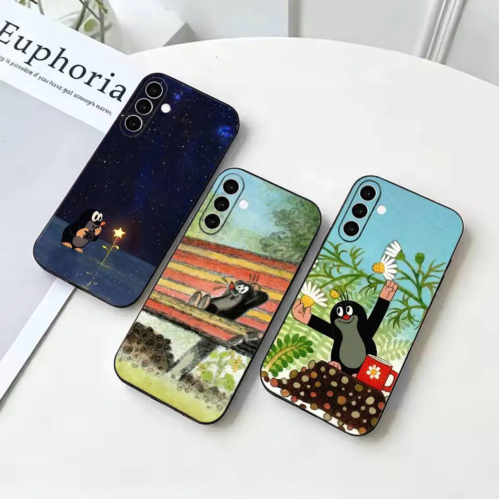 C-Cute Little Mole  Black Soft Silicone Phone Case For Samsung Galaxy A73 72 71 70 53 52 51