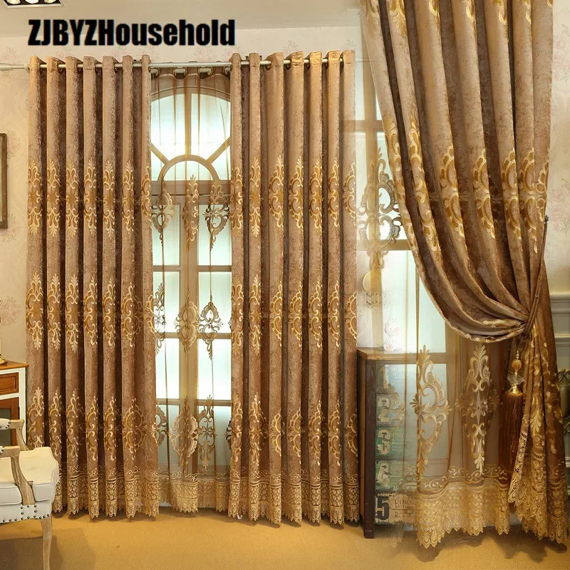 Embroidery Elegant Curtains for Living Room Dining Room The New Pop Chenille The Bedroom Curtain Sheer Yarn High Grade