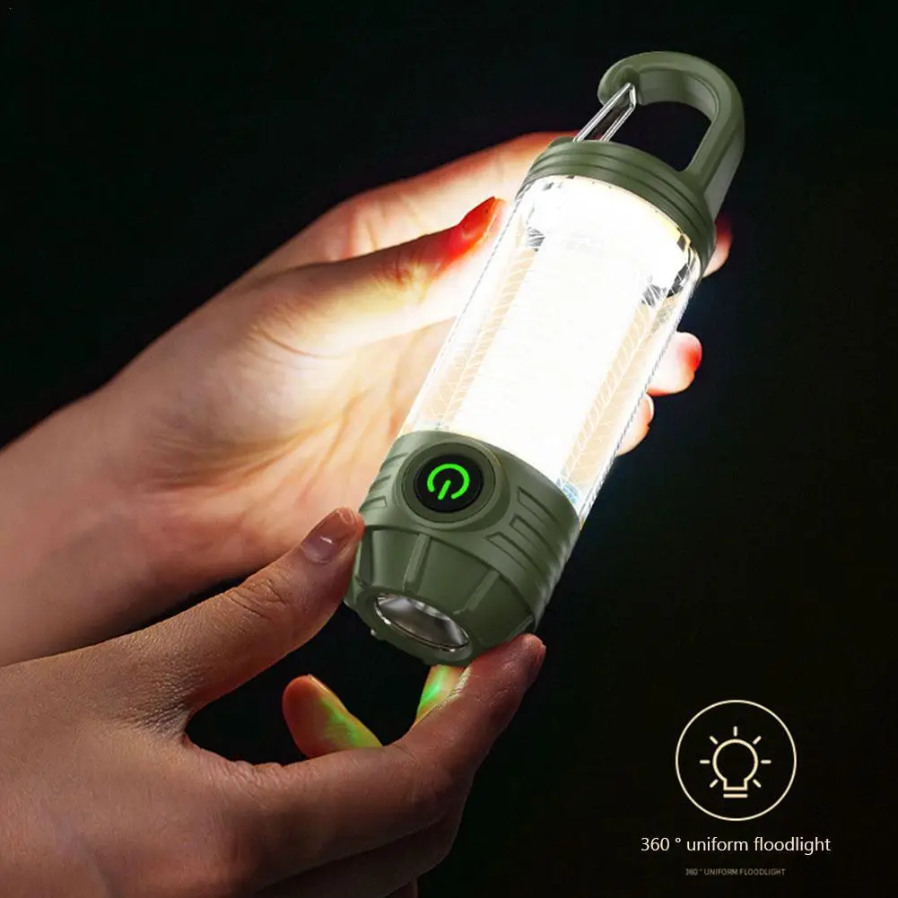 Lámpara superbrillante para tienda de campaña, luz recargable de doble fuente de luz de 1000LM, 1200mAh, para senderismo y pesca al aire libre