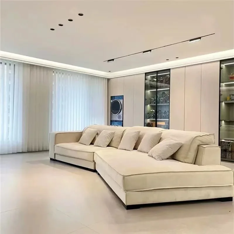 Sofa special-shaped large corner Italian minimalist Internet celebrity combination living room matte fabric sofa Nantong