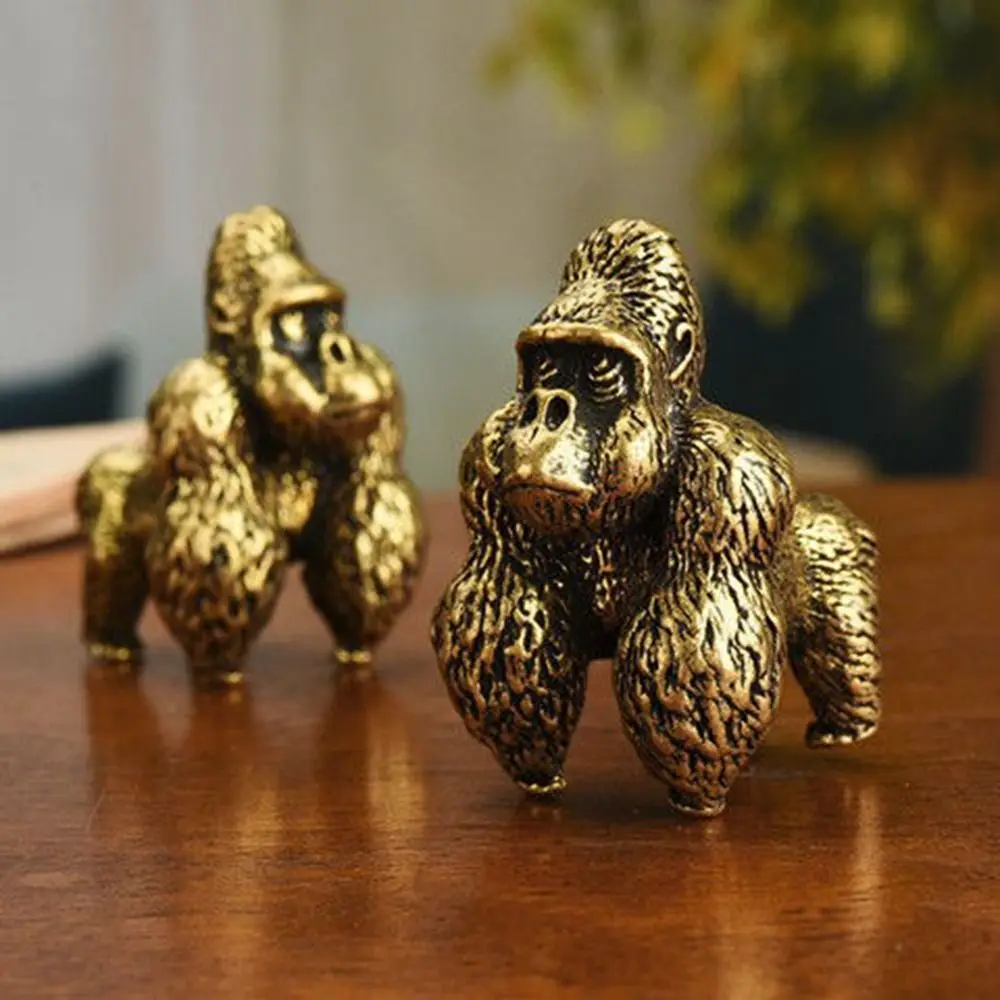 Solid Copper Gorilla Figurine Handmade Crafts Copper Monkey Miniatures Lightweight Gorilla Miniatures Gorilla Statues Desktop