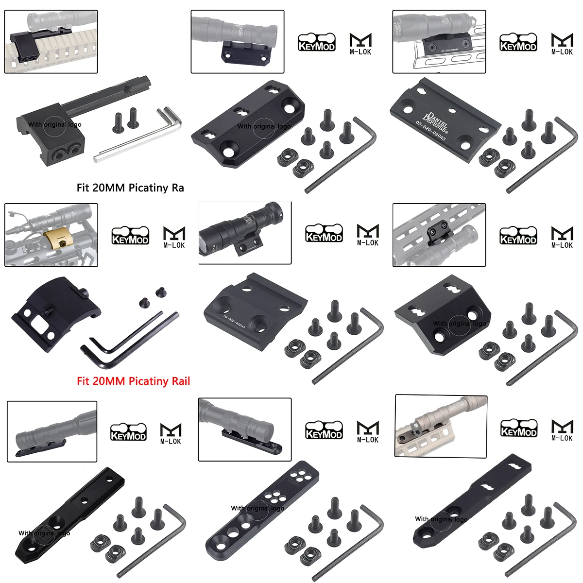 ยุทธวิธี ARIS Series Surefire M300 M600 Offset Scout Mount M lok Keymod SMR ฐานรางการล่าสัตว์ Airsoft ไฟฉาย Mount