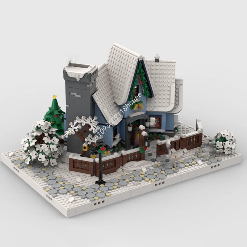 705 قطعة MOC الشتاء قرية عرض مجموعة سانتا S نموذج بناء هدايا عيد الميلاد كتل العمارة لتقوم بها بنفسك فكرة إبداعية لعبة الطوب