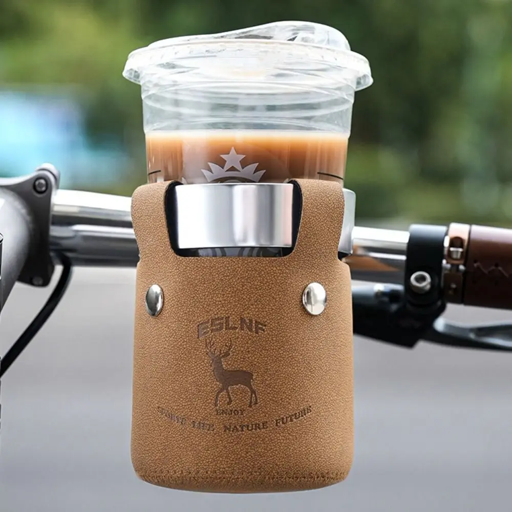 

Metal Clamp Cycling Water Bottle Cage Leather Material Aluminum Cycle Cup Holder Portable Handlebar