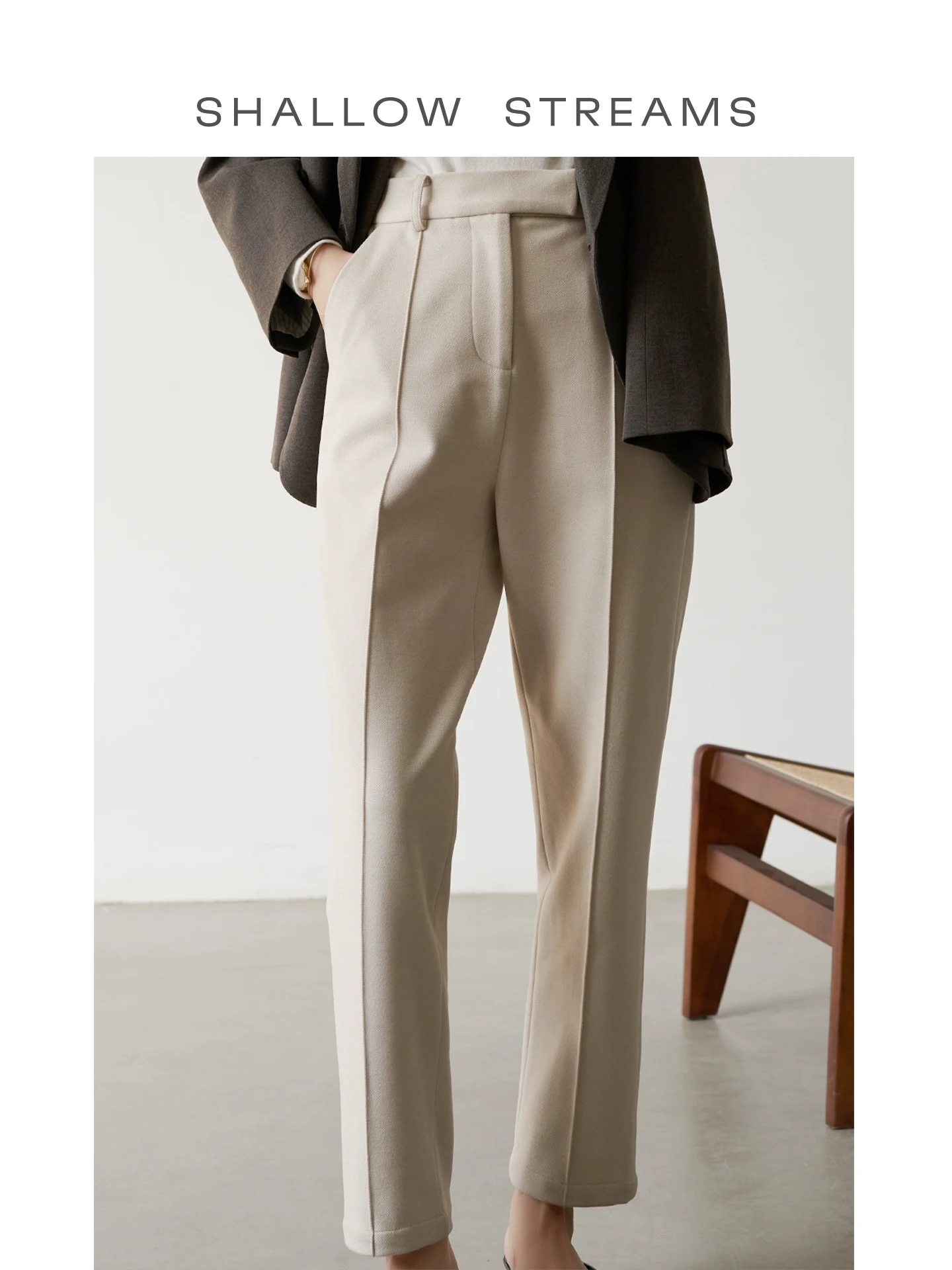 Thiened Warm Hohe Taille Casual Anzug Hosen Mittleren S Linie frauen Herbst Winter Pendeln Sle OL Faion Zipper Damen Tro...