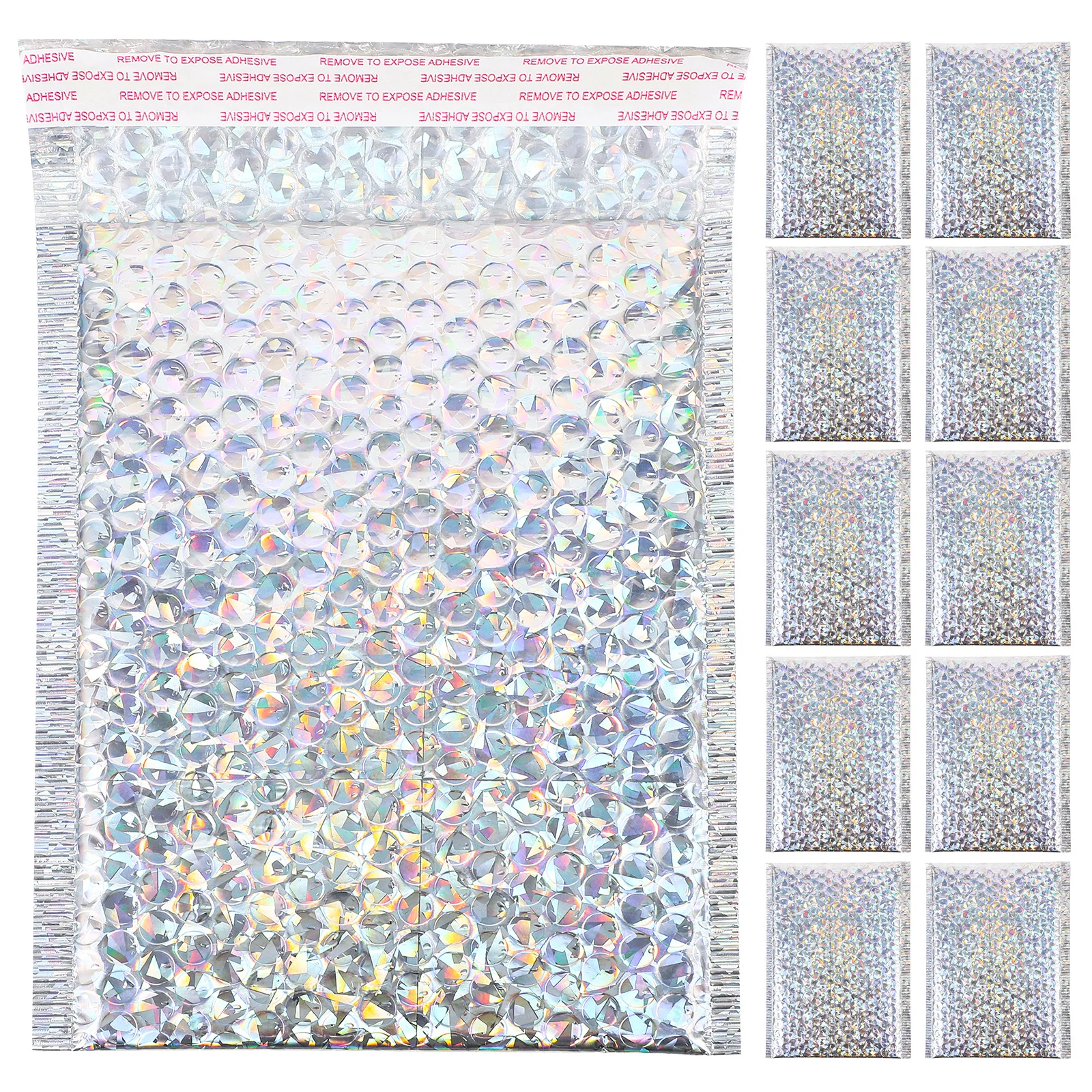 20Pcs Holographic Bubble Envelope Bag Self-Sealing Shipping Bags Protective Adhesive Mailers Small Packaging Mailing Bags