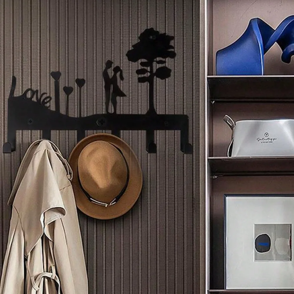 

1pc Love Heart Metal Key Hook For Couples, Features Romantic Couple Date Silhouette Design, Perfect For Organizing Keys