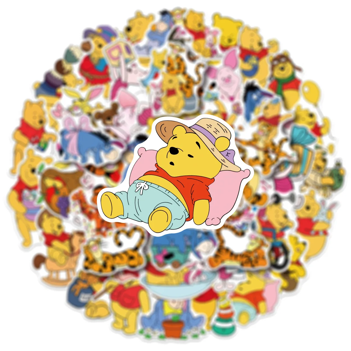 10/50 UNIDADES ‌ Oso Pooh y Tigre ‌   Pegatinas de Graffiti de Disney, Divertidas Calcomanías de Dibujos Animados, Adhesivos para Equipaje, Teléfono, Guitarra, Juguetes Clásicos para Niños
