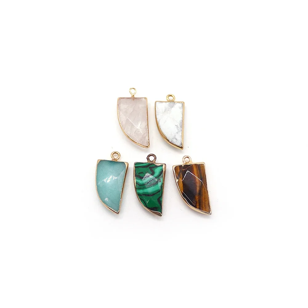 

Natural Stone Fan-Shaped Single-Hole Pendants Malachite Crystal Niche Creative Pendant Jewelry Handmade Jewelry Making Materials