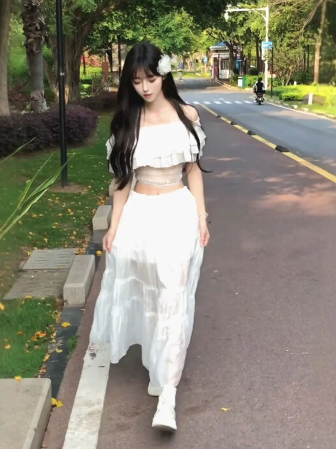 

Gentle Wind Unique One-Shoulder Top Half-Skirt Two-Piece Set Anti-Aging Summer Outfit Comfortable Short Sleeve Cotton Blend
