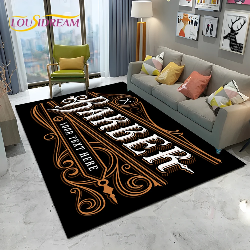 Barber Shop Sign 3D Skull Vintage HD Carpet Rug for Home Living Room Bedroom Sofa Doormat Decor,kids Area Rug Non-slip Floor Mat