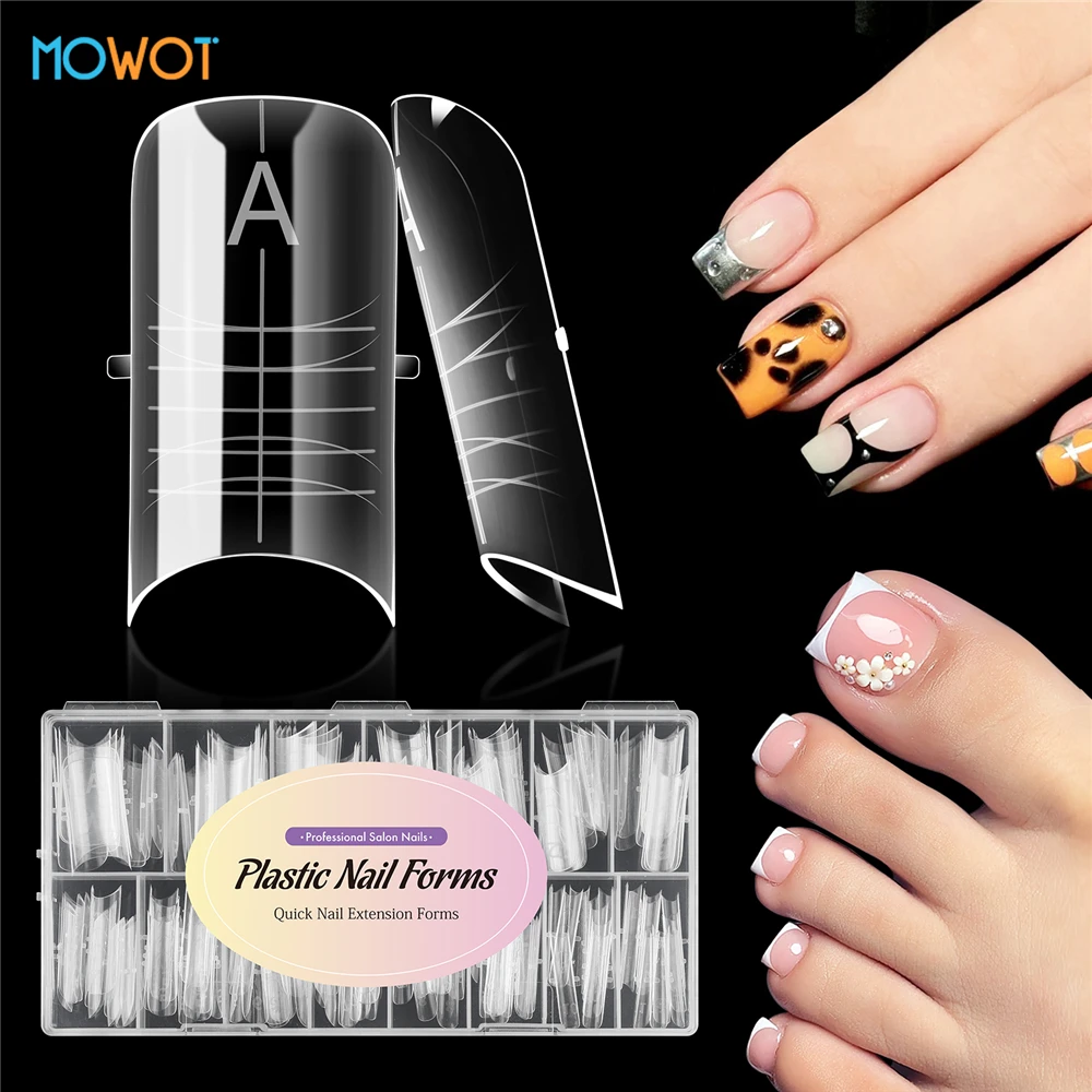 

MOWOT 150pcs Widen Toenail Nail Dual Forms Clear Pink Full Cover Nail Molds for Finger Toes Acrylic Builder Gel Nails DIY Tools