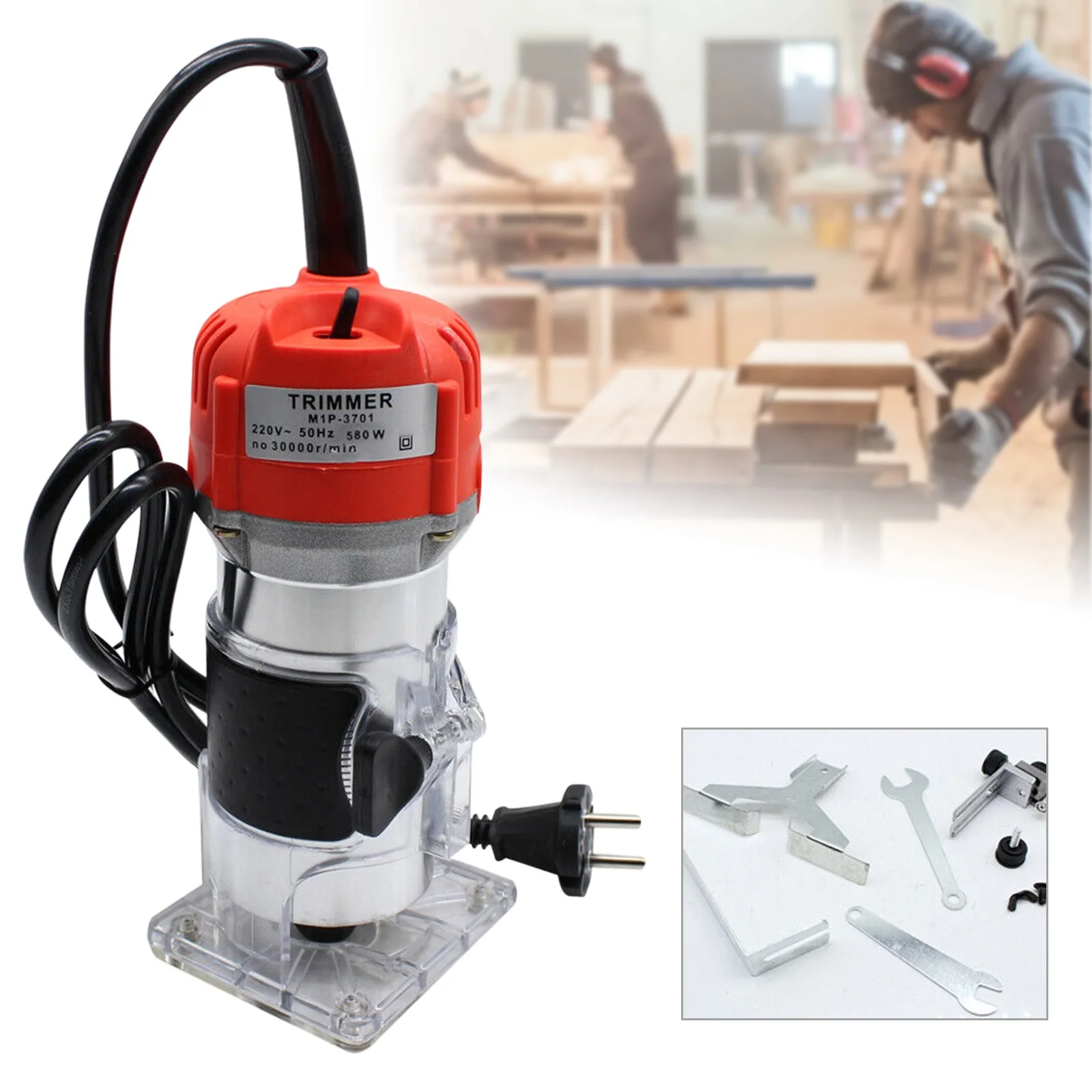 800W Electric Engraving& Milling Machine, Woodworking One Hand Manual Milling Machine for Wood Trimming, Slotting, Cutting