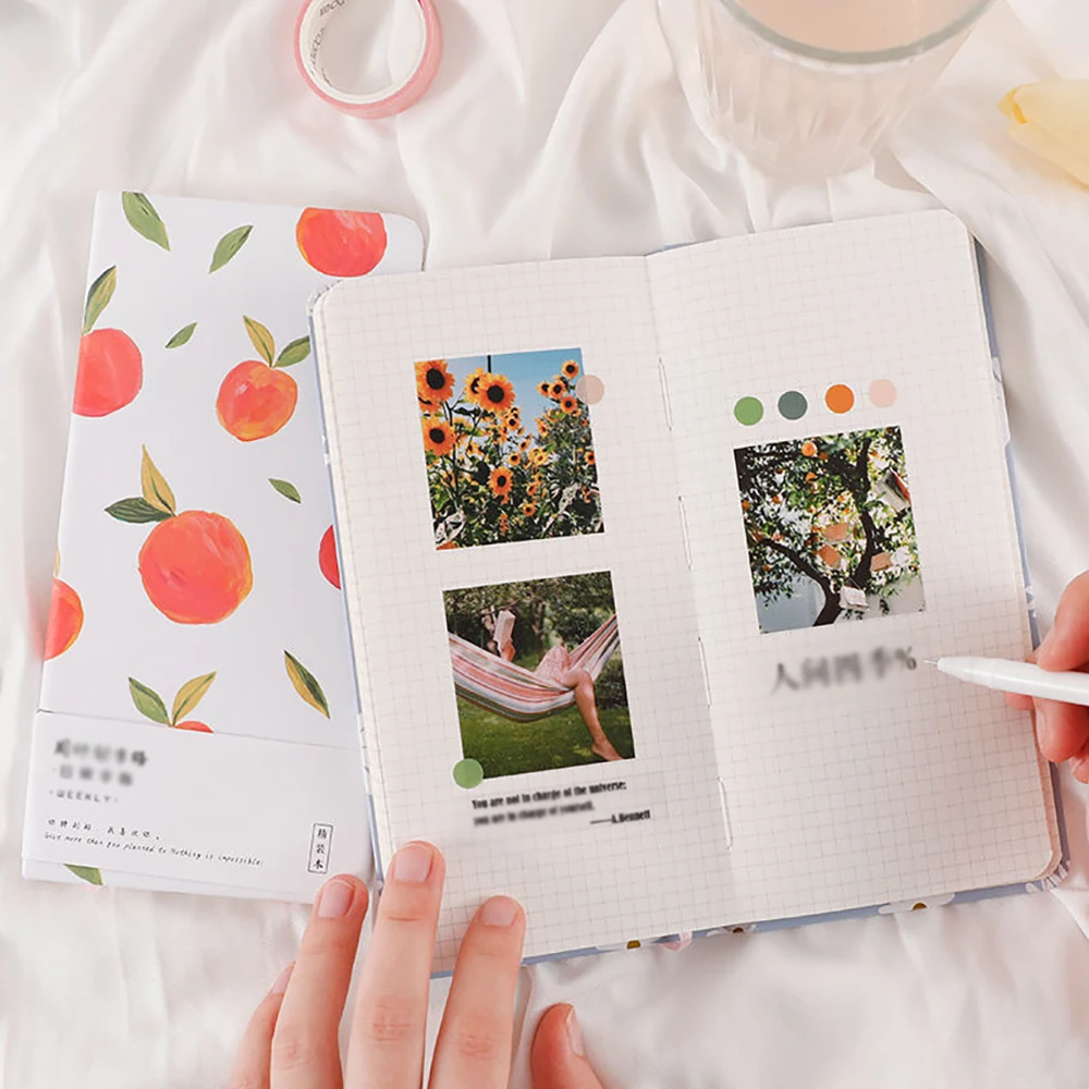 Weeks Checkered Schedule Grid Bookkeeping Diary Literary Notebook, Portable Small Book, Convenient to Carry