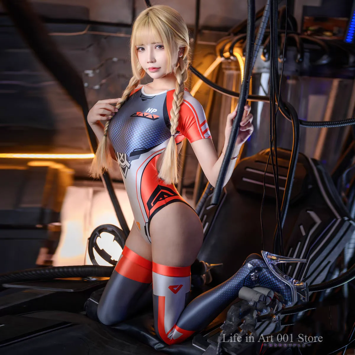 

Anime Racing Style Swimsuit CyberPunk Future Fantasy Short Sleeve One-piece Swimwear Stocking Holiday Party Cosplay Costume