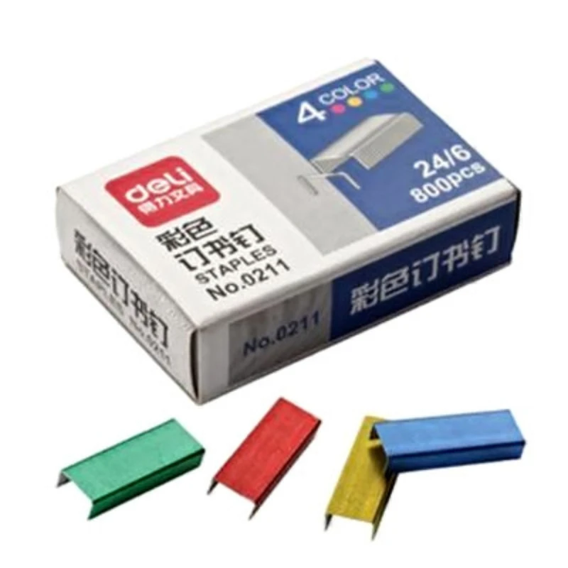 Deli 0211 24/6 Color staples 800 pieces/box can order 25 pages of office supplies