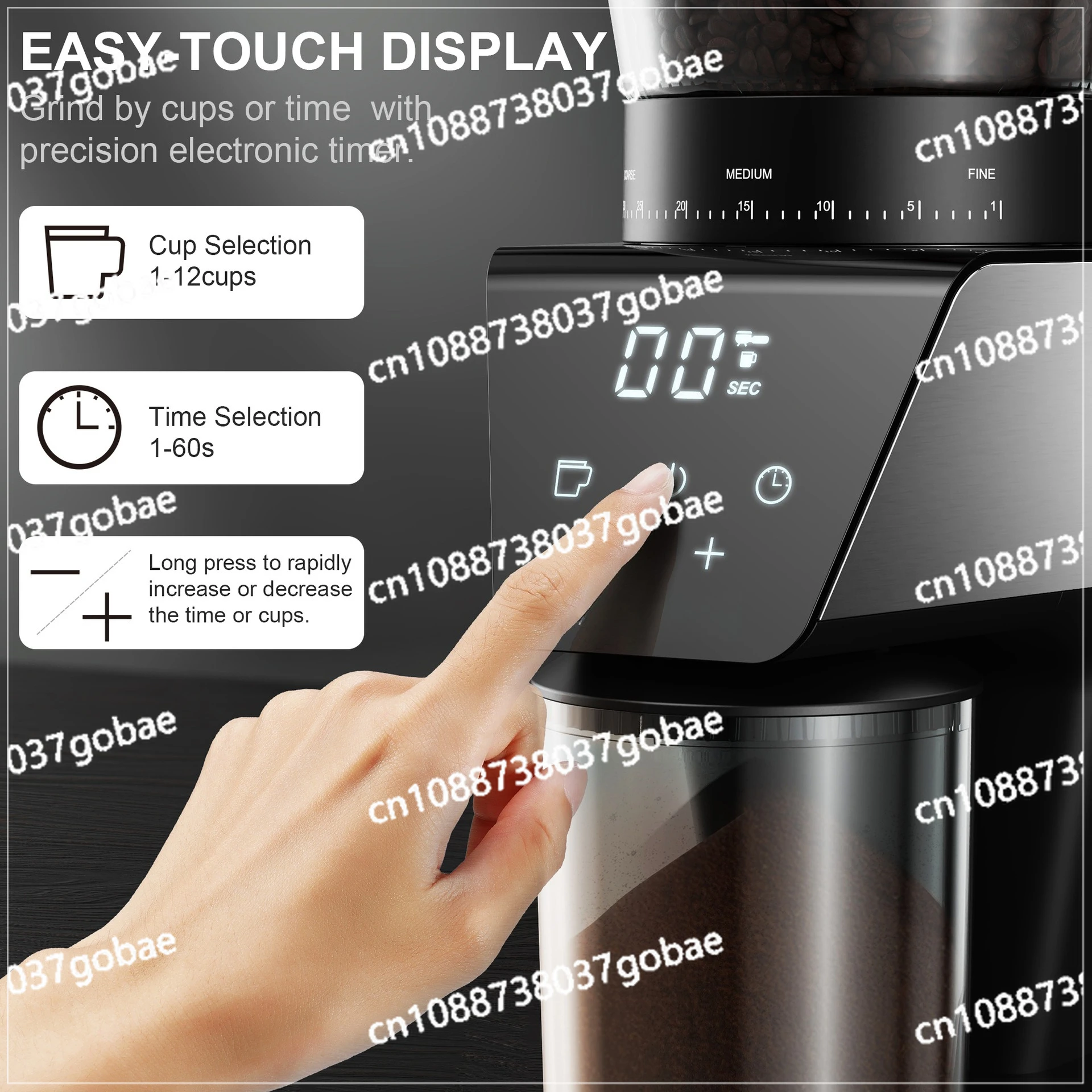 Moulin à café électrique à plateau conique, broyeur de grains