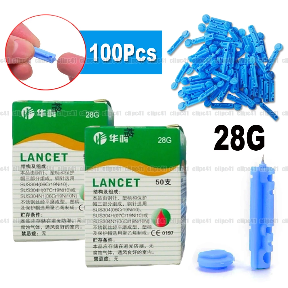 100Pcs Blood Lancet Pen Medical Tool Disposable Needles Glucose Meter Diabetes Test Sterile Lancets Vent Drain Blood Lancet