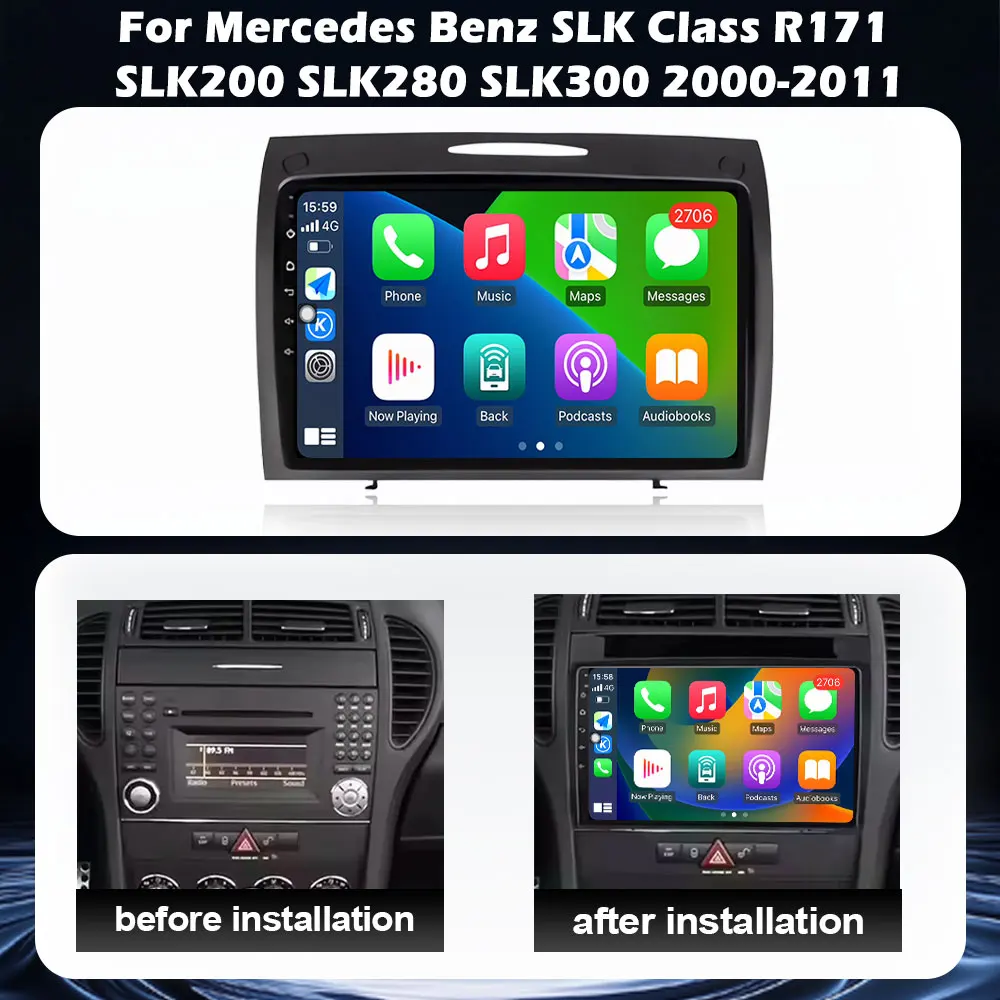 For Mercedes Benz SLK Class R171S LK200 SLK280 SLK300 2000-2011 Navigation GPS Car Radio Multimedia Player Screen Carplay