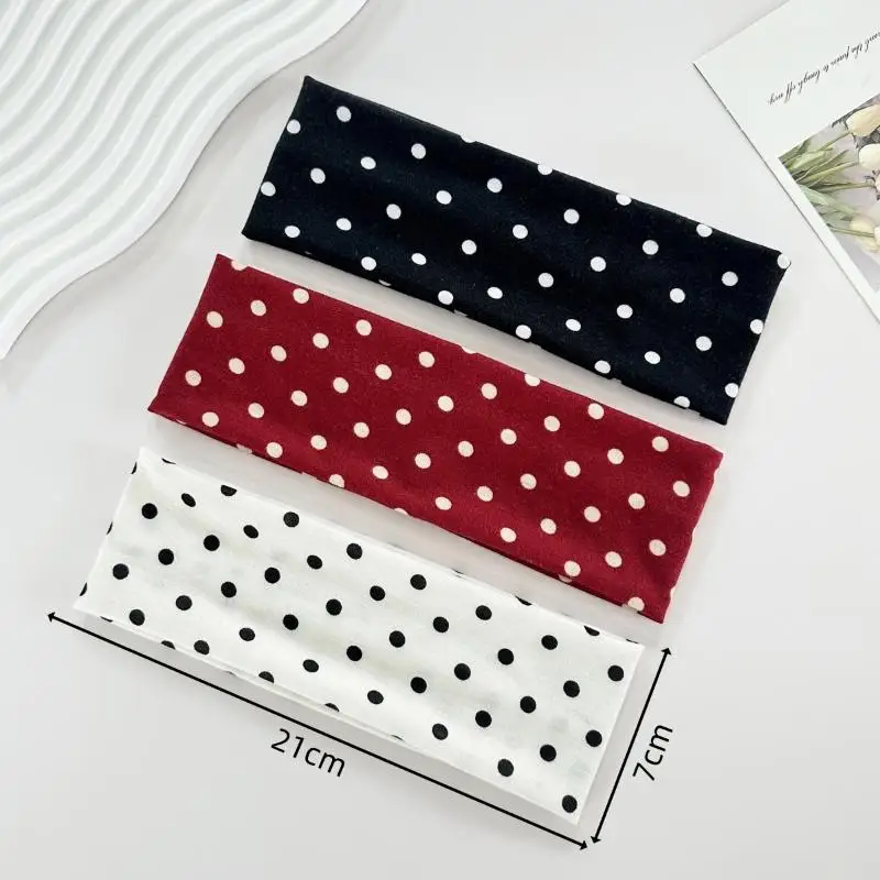Retro Boho Breeze Wind Dot Stretch Damen Haarbänder Koreanische Ins Mode Breite Stirnbänder Yoga Sport Dating Haaraccessoires – Detail 4