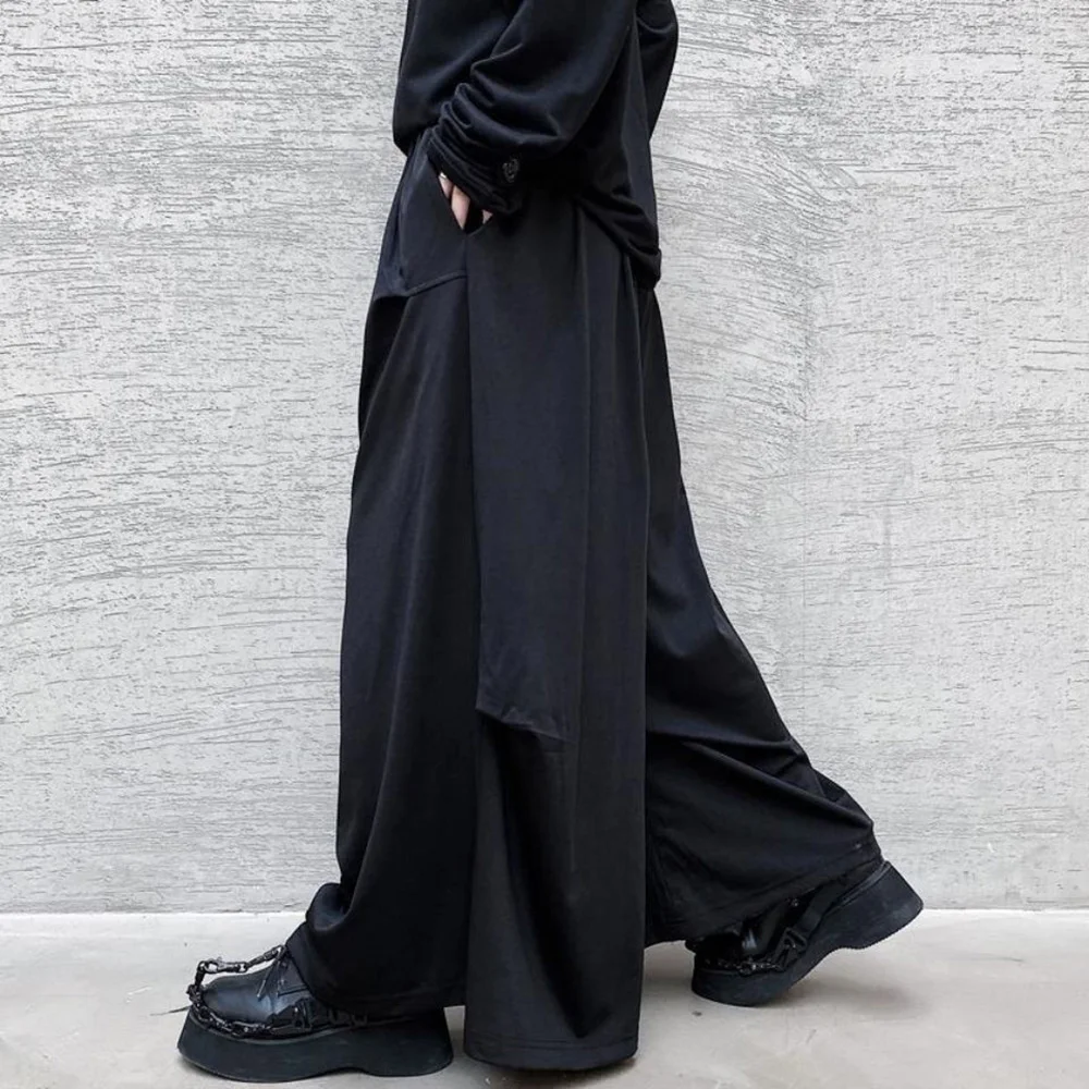 2025 Summer New Men's Solid Color Skirt Pants Korean Style Fashion Casual Trend Simple Breathable Loose Oversize Men's Bottoms
