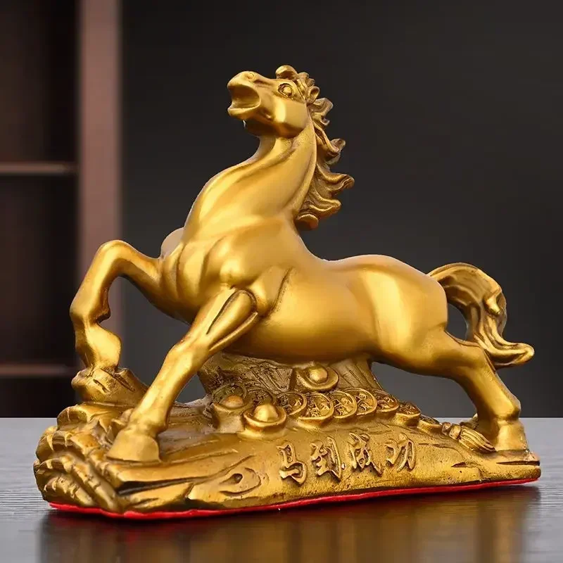 Feng Shui Copper Animal Horse To Success Ornaments Leaping Running Horse Home Study Office Desktop Decor